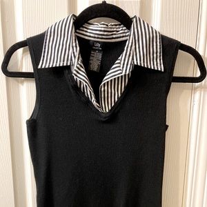 S - Sleeveless with mock collar sweater